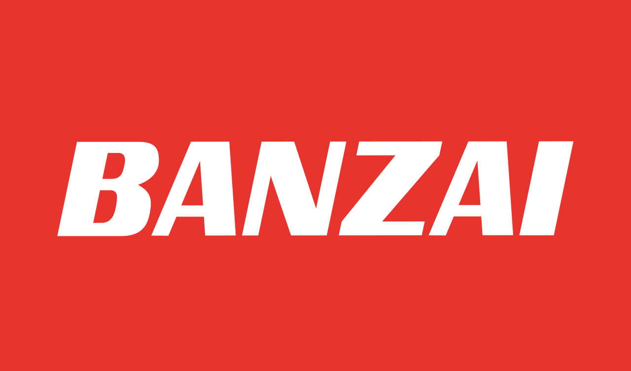 BANZAIロゴ（赤塗り白抜き）